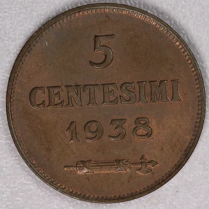 1938-R San Marino 5 Centesimi coin-UNC - Picture 1 of 2