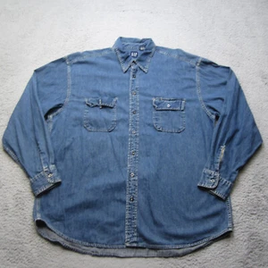 Vintage Gap Hemd Herren 2XL blau Denim Knopfleiste Freizeit Arbeitshemd Taschen verwaschen - Bild 1 von 13