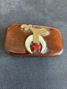 Handcrafted wooden Shriner Masonic  Vintage Belt Buckle - Picture 1 of 3