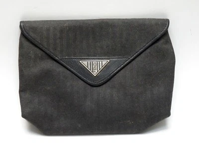 VINTAGE FENDI BLACK STRIPED CANVAS CLUTCH HANDBAG - Image 1 of 4