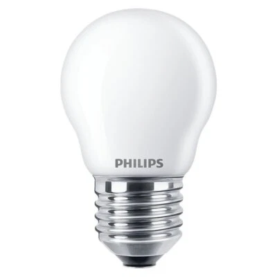 Philips LED Round G45 4.3W (40W) ES E27 Opal 470lm Warm White 2700K Non-Dimmable - Image 1 of 4