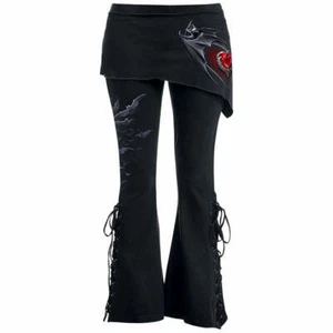 Spiral Direct Bats Heart Boot-Cut Leggings With Micro Slant Skirt - Picture 1 of 9