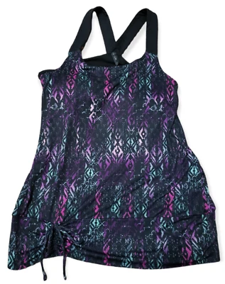 Gaiam 背心上衣女式小号瑜伽黑色紫色架子文胸加厚运动衬衫 — 第 1/4 张图片