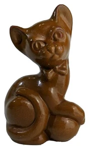 Vintage 9" Cat w/ Bow & Ball Garden Planter Ceramic Flower Pot Brown/Orange - Picture 1 of 11