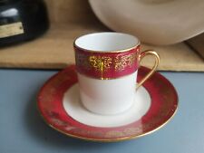 superbe ancienne tasse à café et sous tasse porcelaine de Sologne l'archevêque