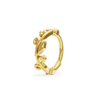 Pendiente Clicker Cartílago Hoja Vermeil Oro 18K, Anillo Nariz Naturaleza, Aro Hélice - Imagen 1 de 6