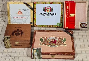Varie scatole di sigari in legno importate localmente (vuote) lotto di 5 da collezione - Foto 1 di 16