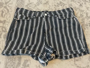 Denizen from Levi’s Denim Mom Shorts Striped Jean Shorts 17 - 33W Blue White - Picture 1 of 11