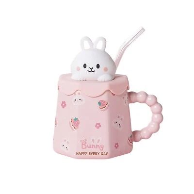 Animal Mark Cup with a Straw Animal Print Stuff Gifts 14oz Ceramic Tea Coffee... - Image 1 of 4