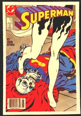 SUPERMAN STICKER SUPERMAN SKULL COMIC” 2” x 3”￼ BY JOHN BYRNE GLOSSY