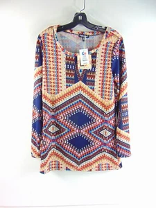 Top About A Girl multicolore manica lunga taglia XL nuovo con etichetta made in USA - Foto 1 di 8