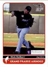 2012 Grand Prairie AirHogs Grandstand #8 Nick DeBarr Pleasanton California Card