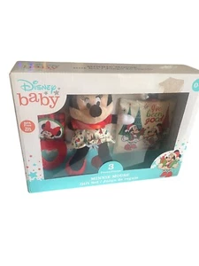 Disney Baby Minnie Mouse Christmas Gift Set Plush Rattle Teether New - Picture 1 of 13