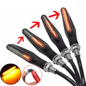 4x Sequential Flowing LED Motorcycle Turn Signal Indicator Lights DRL Brake Lamp - Picture 1 of 12
