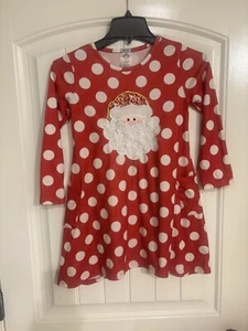 Mia Belle Girls Multi-Color Santa Dress- Size 8 - Picture 1 of 2