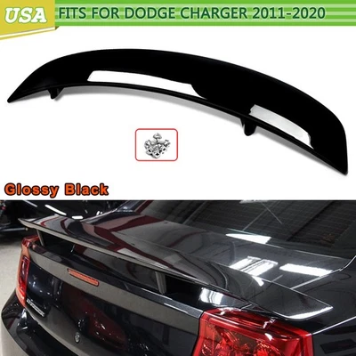 OE Factory Style Fits 2011-23 Dodge Charger Rear Trunk Spoiler Lip Gloss Black  - Imagem 1 de 4