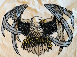 AllSaints Otis Eagle Print Relaxed-Fit Woven T Shirt (Men’s Medium) White - Picture 1 of 7