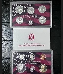 2003-S U.S. Mint Silver Proof Set COA 90% Silver 10 coins w/state quarters - Picture 1 of 1