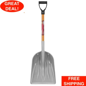31 In. Wood Handle D-Grip Plastic Scoop Shovel Corrosion Resistant - Picture 1 of 15