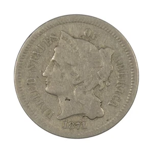 1871 THREE CENT NICKEL COIN #6026 - Picture 1 of 2