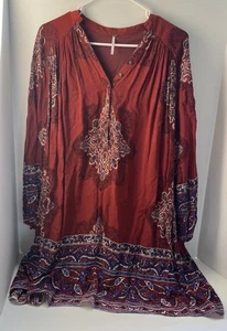 Free People Damen MIni Kleid Medium Ballonärmel Boho Geometrisches Tribal Print - Bild 1 von 5
