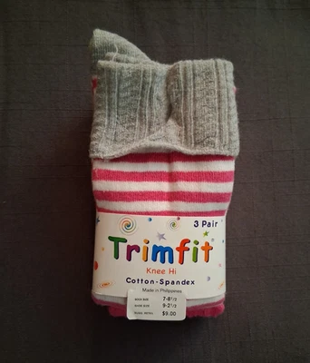 NUEVO Calcetines Trimfit hasta la rodilla para niñas tejidos mezcla de algodón talla 7-8,5. (3 pares) Foto 1 de 4