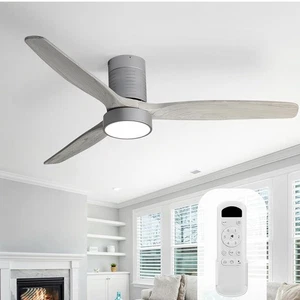 52 Inch Ceiling Fans with Lights and Remote Low Profile,3 Solid Wood Blades Gray - Picture 1 of 5