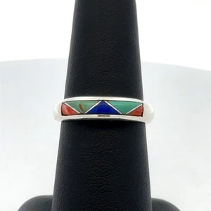 Carolyn Pollack Carlisle 925 Sterling Silver Multi Stone Inlay Stackable Ring - Picture 1 of 12