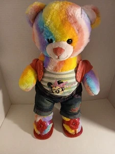 Build A Bear Rainbow Tie-Dye Plush Teddy Bear Stuffed Animal w/ Outfit PL2 - Picture 1 of 12