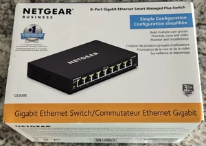 NETGEAR 8-portowy przełącznik Gigabit Ethernet Smart Managed Plus ProSAFE GS308E Sprzedaż detaliczna - Zdjęcie 1 z 6