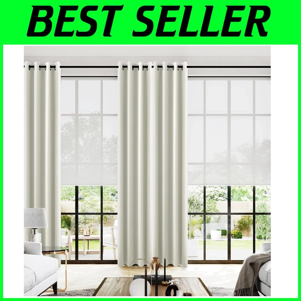 Luxury Ivory Blackout Curtains, 102" Length - Set of 2 - Image 1 of 4