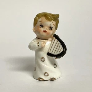 Vintage Weihnachtslieder Chor Junge Engel Figur 50er Jahre Harfe 3 " Japan Keramik - Bild 1 von 10