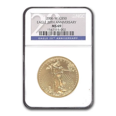 2006-W 1 oz Burnished Gold Eagle MS-69 NGC (20th Anniversary) - Image 1 of 3