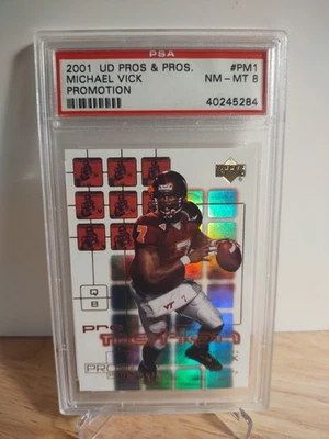 2001 Upper Deck Pros & Prospects Promotion #PM1 Michael Vick Promotion PSA 8 - Image 1 of 2