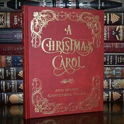 NEW Christmas Carol Other Tales Poems Leather Bound Gilded Collectible Hardcover - Imagem 1 de 4