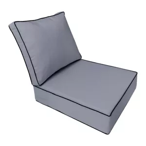Contrast Trim Deep Seat Cushion Set 24x26x6 Patio Furniture Seat Cushion AD001 - Picture 1 of 13