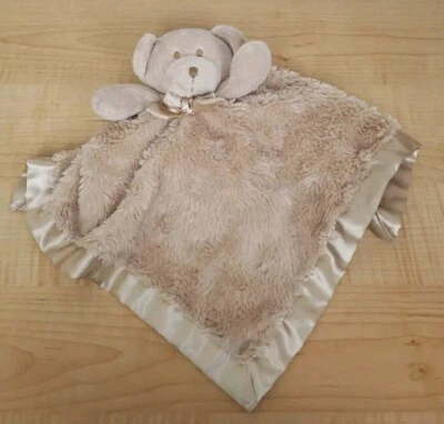 Mantas y Beyond Bronceado Oso de Peluche Felpa Borde Satinado Manta de Seguridad Lovey Foto 1 de 4
