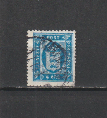 DINAMARCA - 4 øre azul SELLO OFICIAL 1914. Foto 1 de 2