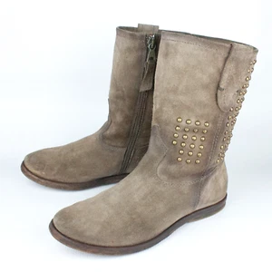 AS 98 Air Step Cool Motorcycle Biker Riveted Ankle Womens Boots Suede Size 36 - Imagen 1 de 12