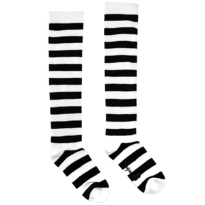 Sourpuss Black & White Stripes Knee High Socks Alternative Womens Clothing - Picture 1 of 1
