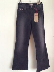TOMMY HILFIGER STRETCH HIPSTER BOOTCUT BLACK PINSTRIPE TROUSERS W 26'/ L 31'