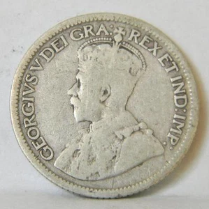 CANADA George V: 1936 silver 10 Cents; toned F - Picture 1 of 2