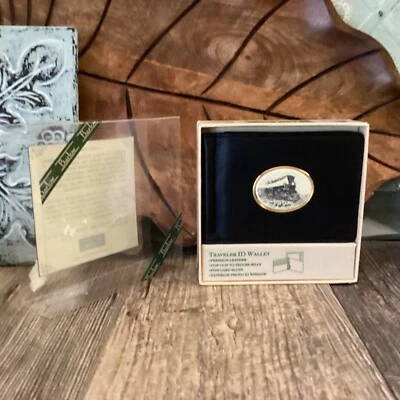 CARTERA BARLOW TRAVELER ID NEGRA Tren SCRIMSHAW PANEL NUEVO Tren Amante Regalo Foto 1 de 4