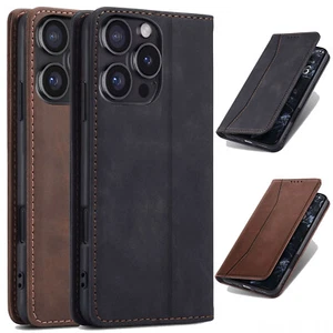 For Apple iPhone 16/16+/Pro/Pro Max Case Flip Leather Wallet Card Holder Cover - Picture 1 of 24