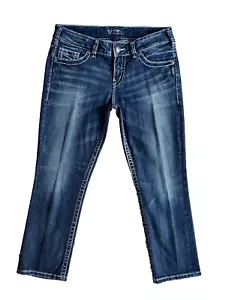 Guanto western argento Capri Jeans donna 30x27 Suki Mid Denim metallo americano - Foto 1 di 12