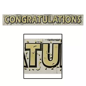 Beistle Metallic Congratulations Banner - Party Decoration for Anniversary - Picture 1 of 1
