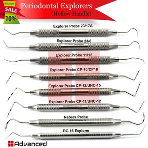 Dental Periodontal Color Coded Probes Endodontic Hollow Handle Explorer Calculus - Picture 1 of 9