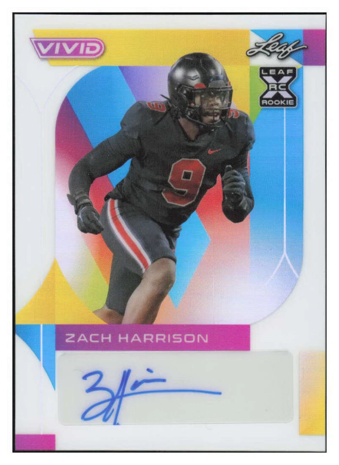ZACH HARRISON RC AUTO 2023 Leaf Vivid 1/6 Autograph ROOKIE Falcons Refr ID:84135 - Image 1 of 2