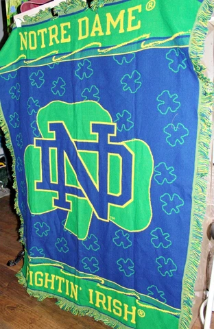 Notre Damn Fighting Irish Throw Blanket NCAA Football Indiana Cover
