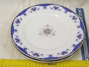 2 Edelstein China 1531 Floral Blue boarder Dinner / luncheon plates - Picture 1 of 3